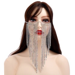 m103 long tassel rhinestone face chain