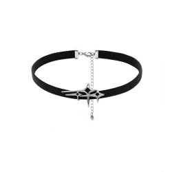 black pu choker with silver star